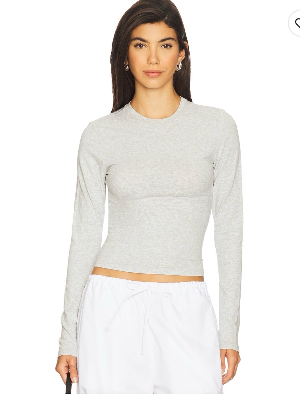 SKIMS Light Heather Gray Long Sleeve Cotton Jersey Tee